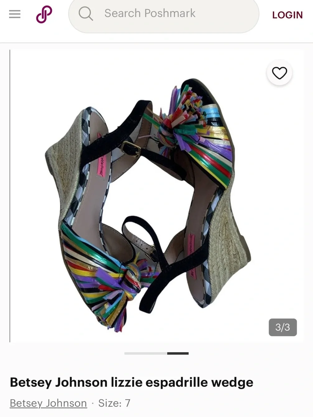 Betsey Johnson Rainbow Ribbon Espadrille Wedge Sandals